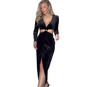 Zara Black Long Sleeve Cut-Out Dress sz Medium MIDI